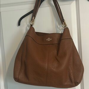 Coach Cognac Pebble Leather Shoulder Bag